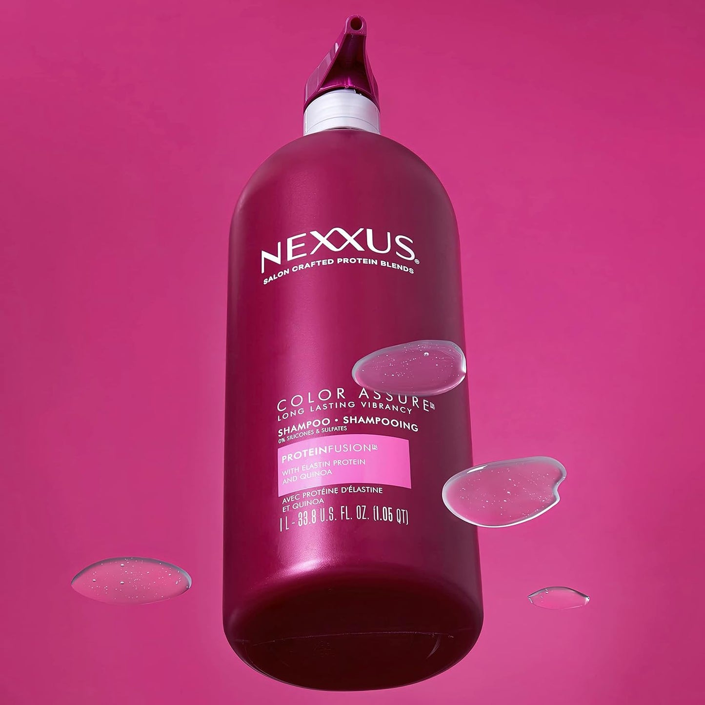Nexxus Color Assure Sulfate-Free Shampoo with ProteinFusion – Enhances Vibrancy for Color-Treated Hair – Silicone-Free with Pump, 33.8 fl oz