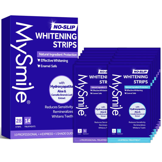 MySmile Teeth Whitening Strips 14 Treatments Kit, Hydroxyapatite-Infuse White Strips, Non-Sensitive Teeth Whitening with Soothing Natural Ingredients, Enamel-Safe, Residue-Free, Non-Slip(28 Count)