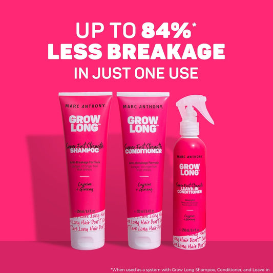 Marc Anthony Grow Long Shampoo & Conditioner Set – Biotin, Vitamin E, Caffeine & Ginseng, Anti-Breakage, Hydrating Hair Care for Dry, Curly & Damaged Hair (2-Pack, 8.4 fl oz Each)