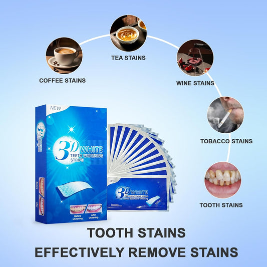Teeth Whitening Strips Kit – 14 Treatments for Bright Smile, Stain Removal & Sensitive Teeth Care (28 Pcs)
