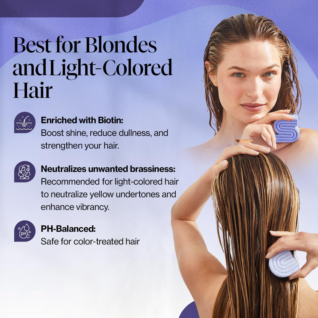 Kitsch Purple Shampoo & Conditioner Bar Set | Biotin-Enriched Toning for Blonde, Grey & Color-Treated Hair | Vegan, Sulfate-Free & Eco-Friendly (Made in USA)