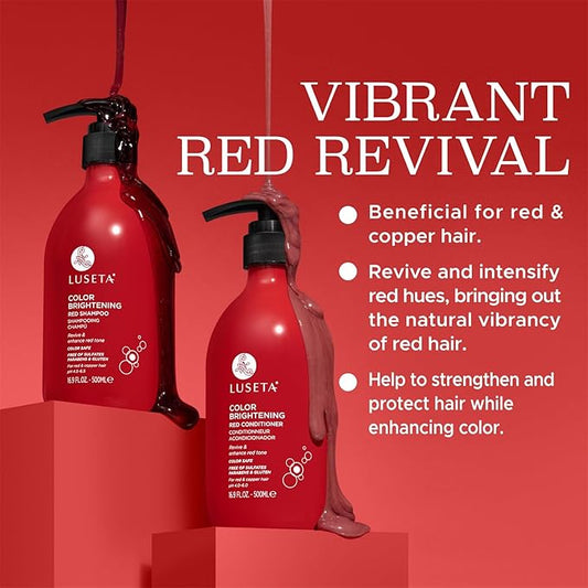 Luseta Red Hair Shampoo & Conditioner Set | Sulfate-Free, Color Protection & Copper Brightening with Pomegranate Extract (2 x 16.9 fl oz)
