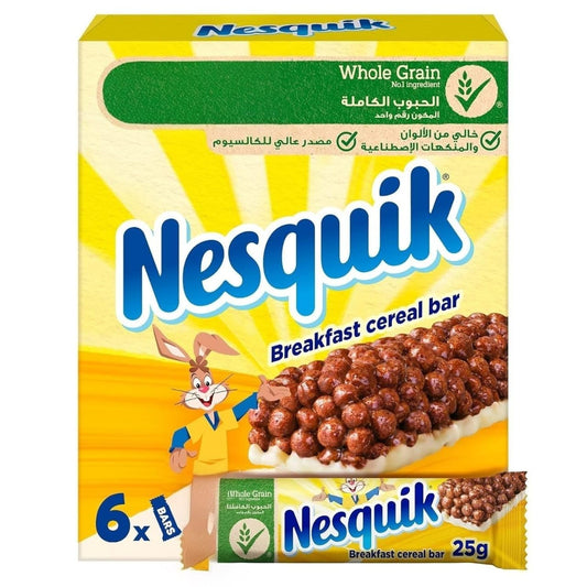 Nesquik Breakfast Cereal Bars – Whole Grain, High Calcium 6 x 25g (Imported)
