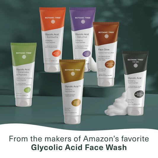 Botanic Tree Kombucha & Glycolic Acid Exfoliating Face Wash – Anti-Aging Cleanser with Probiotics & Antioxidants for Acne, Dark Spots & Fine Lines