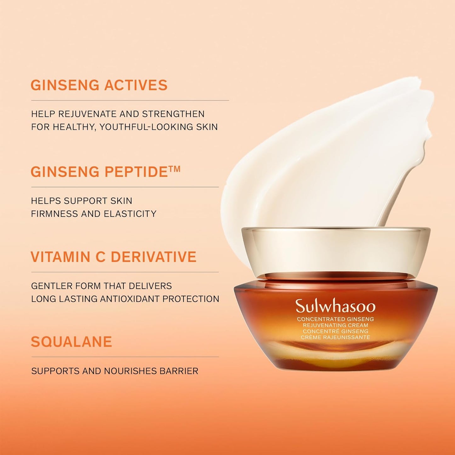 Sulwhasoo Concentrated Ginseng Cream – Korean Anti-Aging Moisturizer with Peptides, Vitamin C & Squalane for Wrinkles & Hydration (60ml)