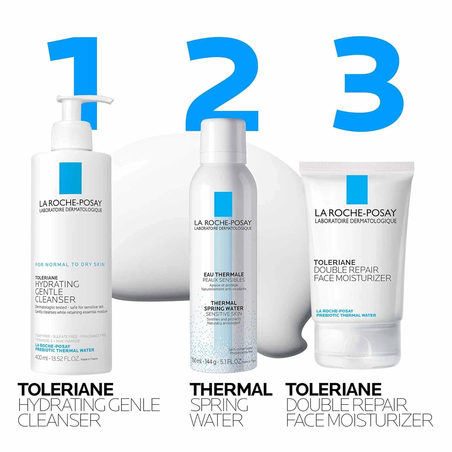 La Roche-Posay Toleriane Hydrating Gentle Facial Cleanser – Daily Face Wash with Niacinamide & Ceramides for Dry to Normal, Sensitive Skin