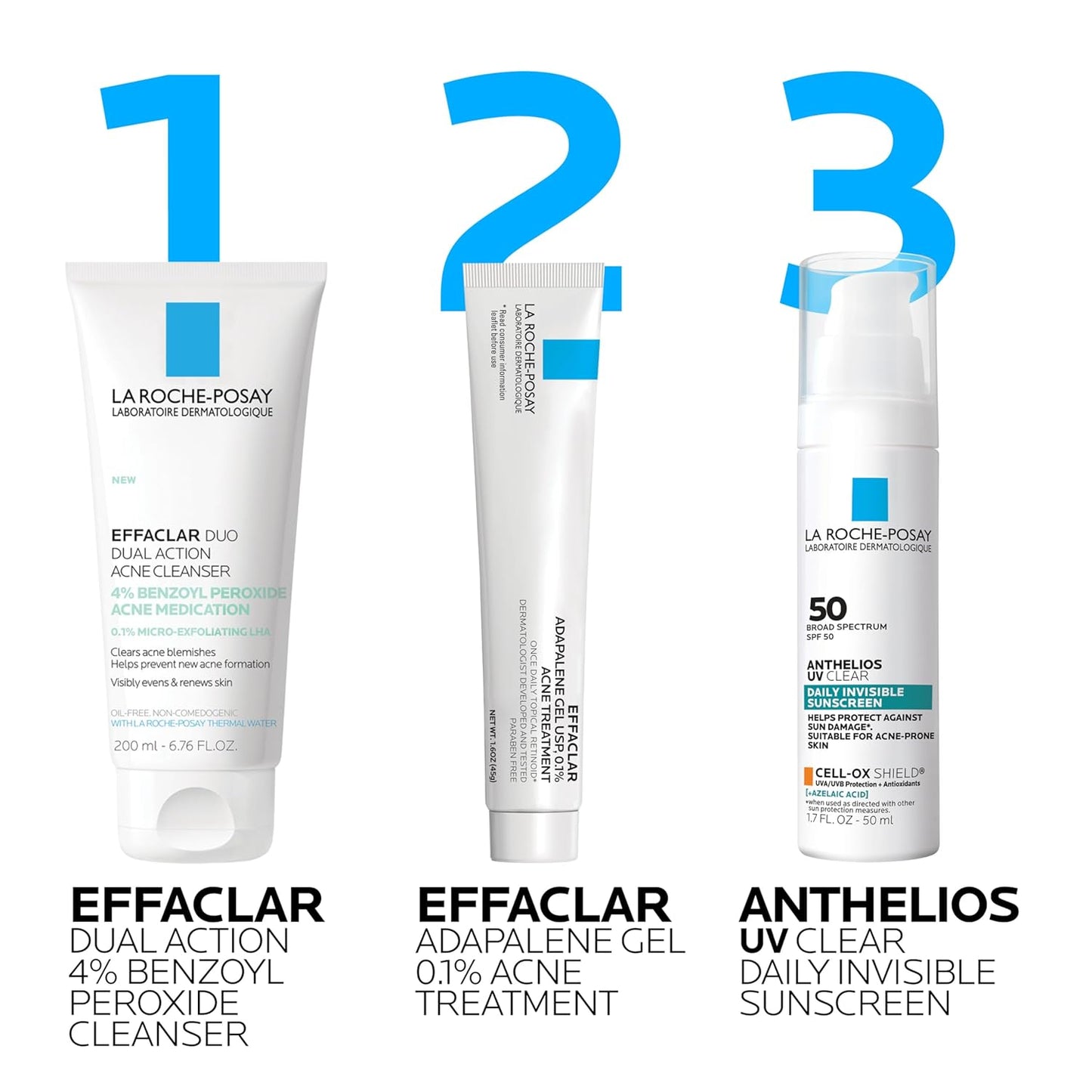 La Roche-Posay Effaclar Dual Acne Face Wash with 4% Benzoyl Peroxide & LHA, 6.76oz