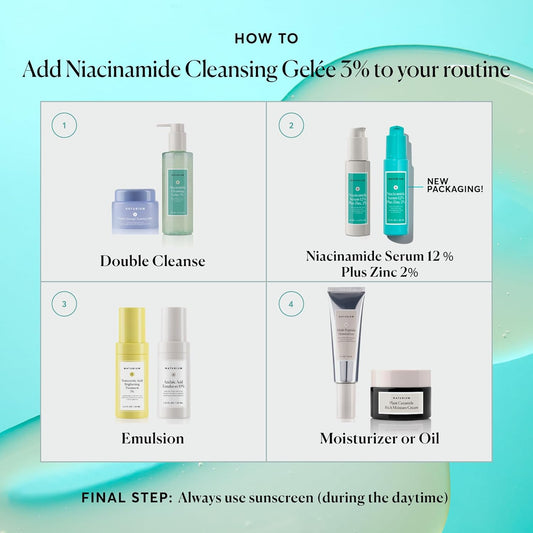 Naturium Niacinamide Cleansing Gelée 3% – Gentle Face Wash with Hyaluronic Acid & Vitamin C | Removes Makeup, Oil & Impurities (7.1oz)