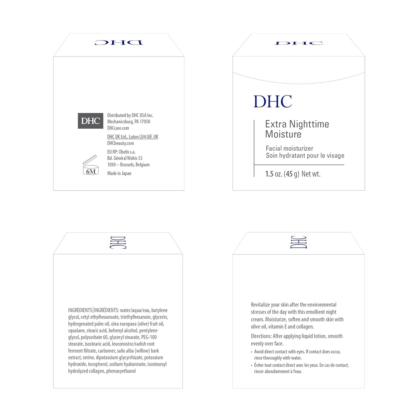 DHC Extra Nighttime Moisture – Deep Hydration Collagen Cream for Overnight Repair | Anti-Aging, Antioxidant-Rich, Fragrance-Free (1.5 oz)