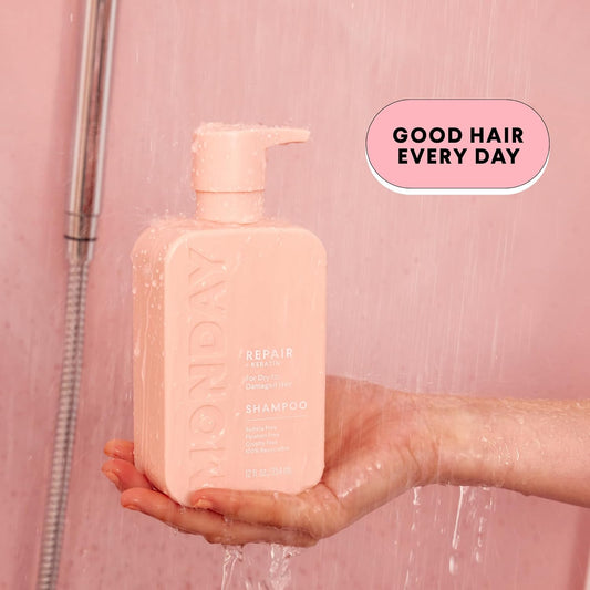 MONDAY Haircare Repair Shampoo & Conditioner Set | Nourishes, Strengthens & Restores Dry or Damaged Hair | With Keratin, Argan Oil & Cocoa Butter | 12oz