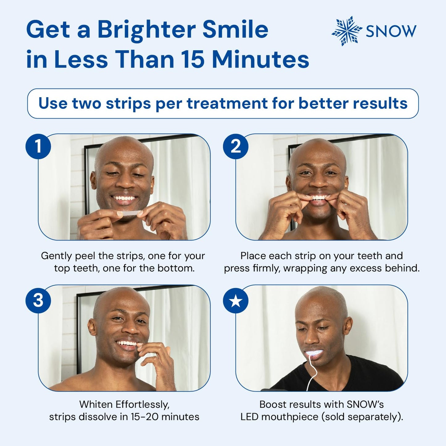 SNOW Diamond Dissolving Teeth Whitening Strips - Gentle & Enamel Safe White Strips for Teeth Whitening, at-Home Dental Hygiene & Tooth Care with Hydroxyapatite - 14 Ct
