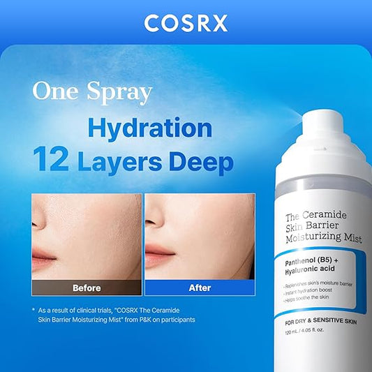 COSRX Barrier Cream Face Mist – Hydrating Milky Toner Spray with Ceramides & Hyaluronic Acid for Stronger Skin Barrier (4.06oz, Korean Skincare)