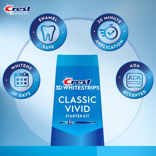Crest 3D Whitestrips Classic Vivid – 20 Strips (10 Treatments) | Enamel-Safe, Dentist-Approved At-Home Teeth Whitening Kit