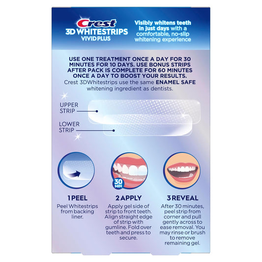 Crest 3D Whitestrips Vivid Plus - Kit de blanqueamiento dental (24 tiras)