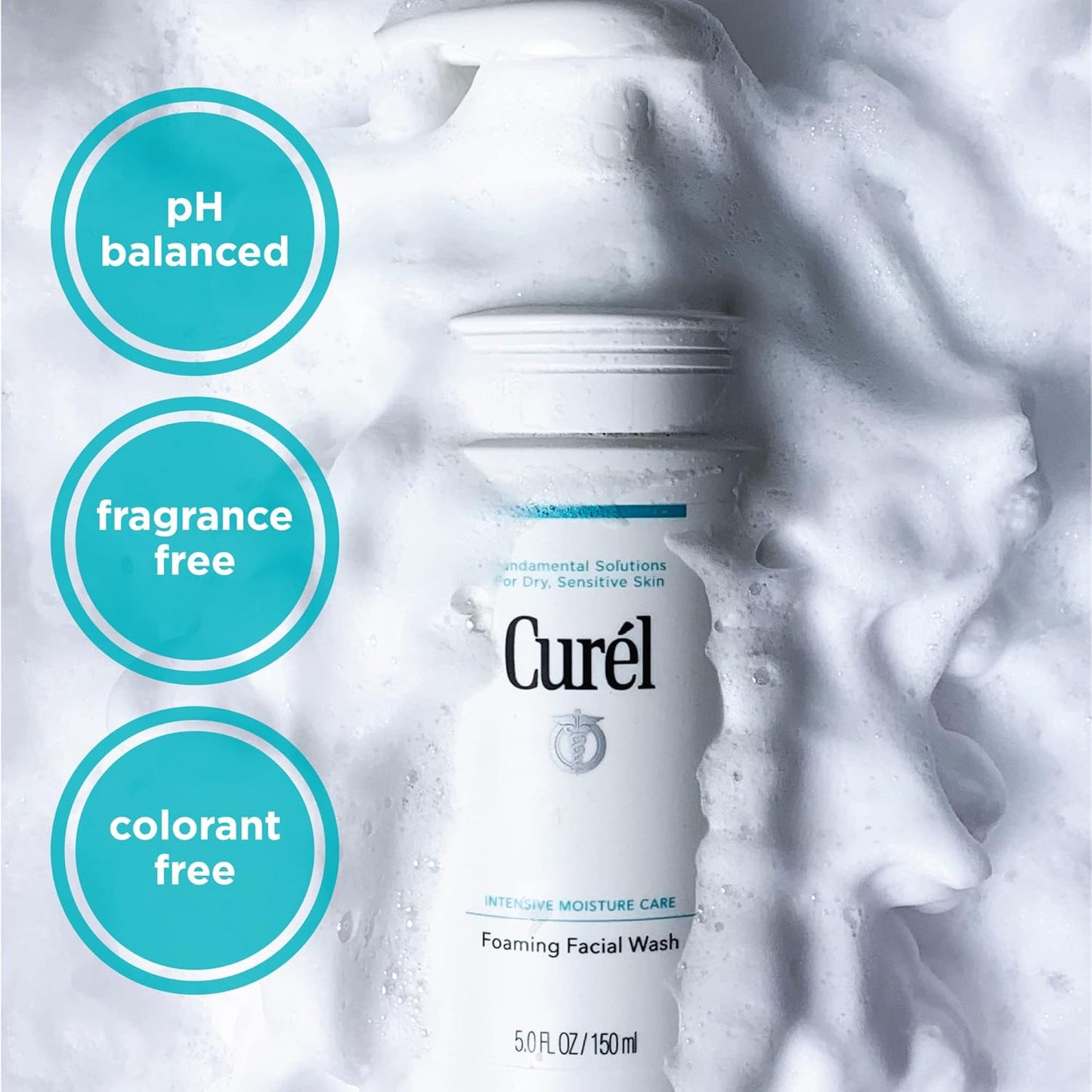 Curel Foaming Face Wash for Sensitive Skin – Hydrating, pH-Balanced Daily Cleanser, Fragrance-Free, 5oz