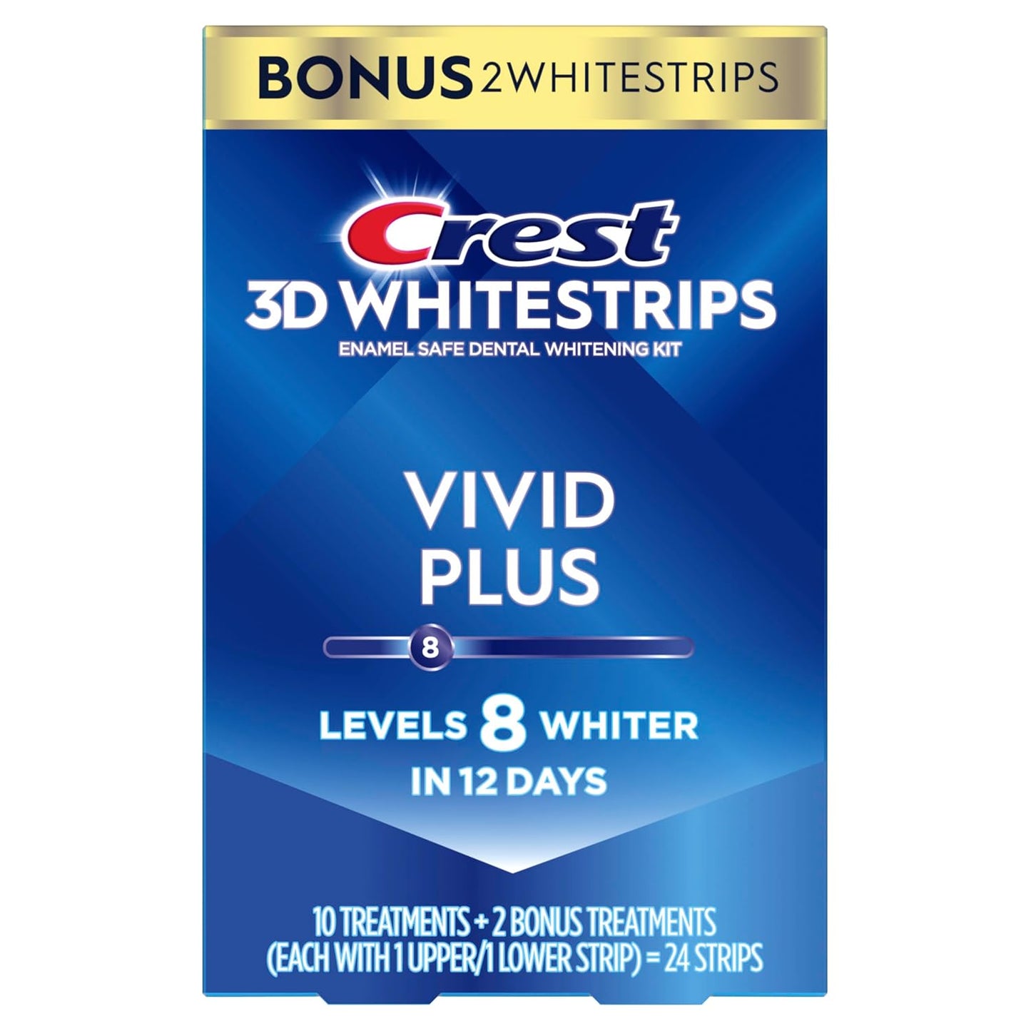 Crest 3D Whitestrips Vivid Plus - Kit de blanqueamiento dental (24 tiras)