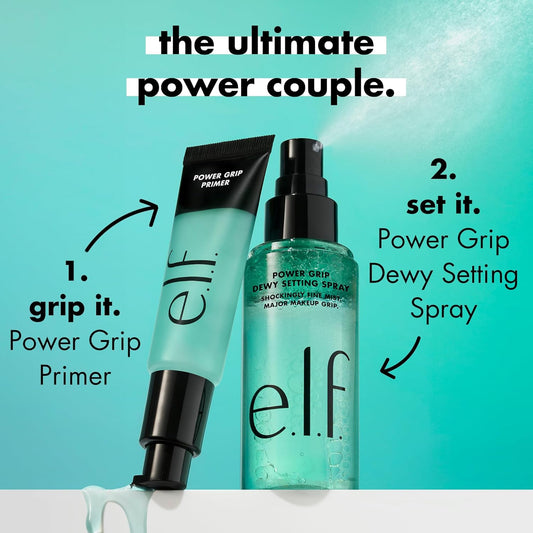 e.l.f. Power Grip Dewy Setting Spray – Hydrating Makeup Mist with Hyaluronic Acid & Aloe, Vegan & Cruelty-Free, 3.84oz