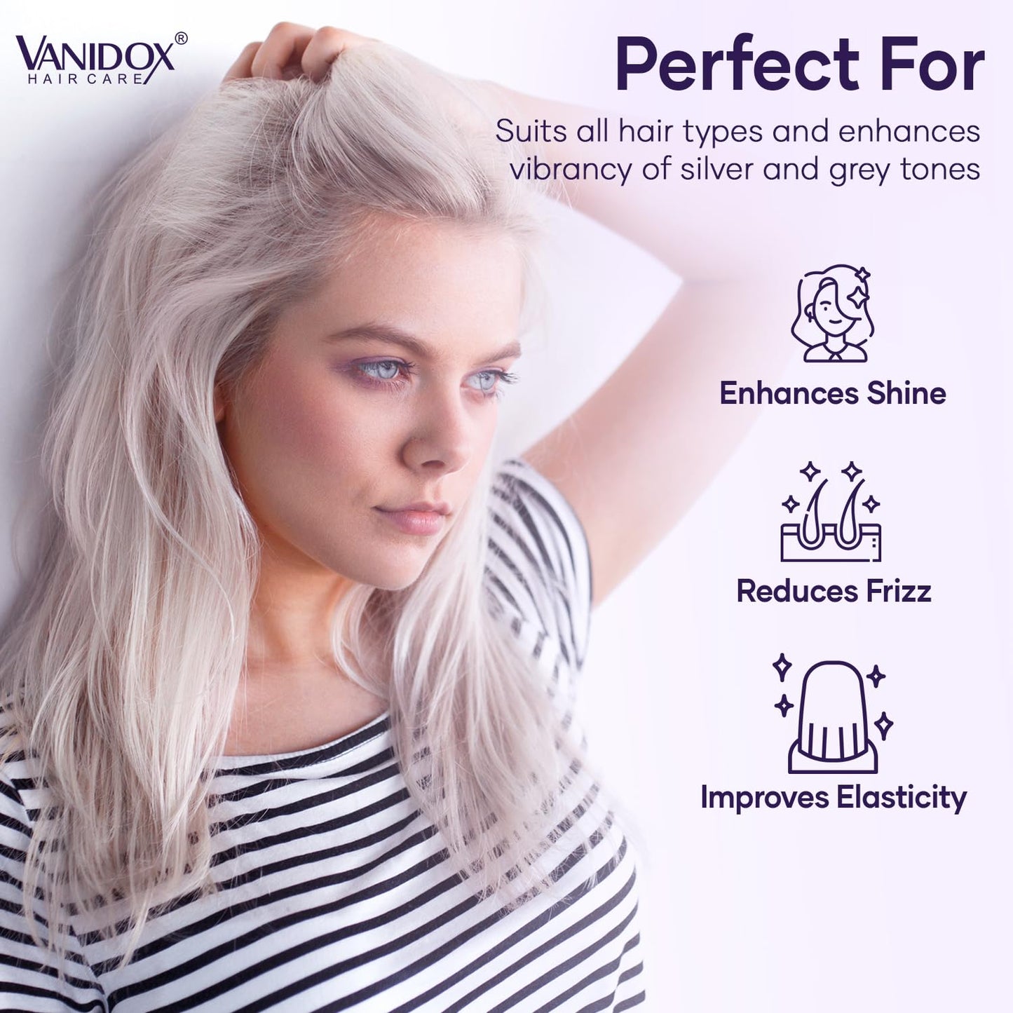 VANIDOX Purple Shampoo & Conditioner Set | Sulfate-Free Brass Toning for Grey & Silver Hair | Moisturizing, Shine-Boosting & Color-Safe (16 fl oz x 2)