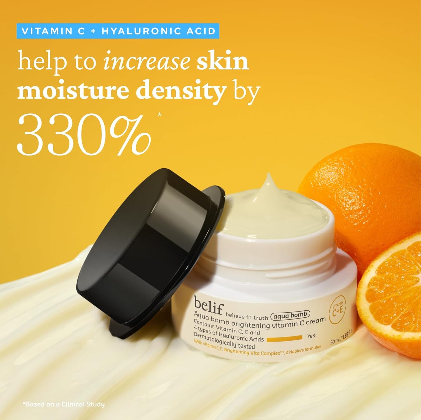 Belif Aqua Bomb Vitamin C Face Cream – Hydrating Moisturizer with Hyaluronic Acid & Vitamin E for Radiant, Glowing Skin (1.68 fl oz)