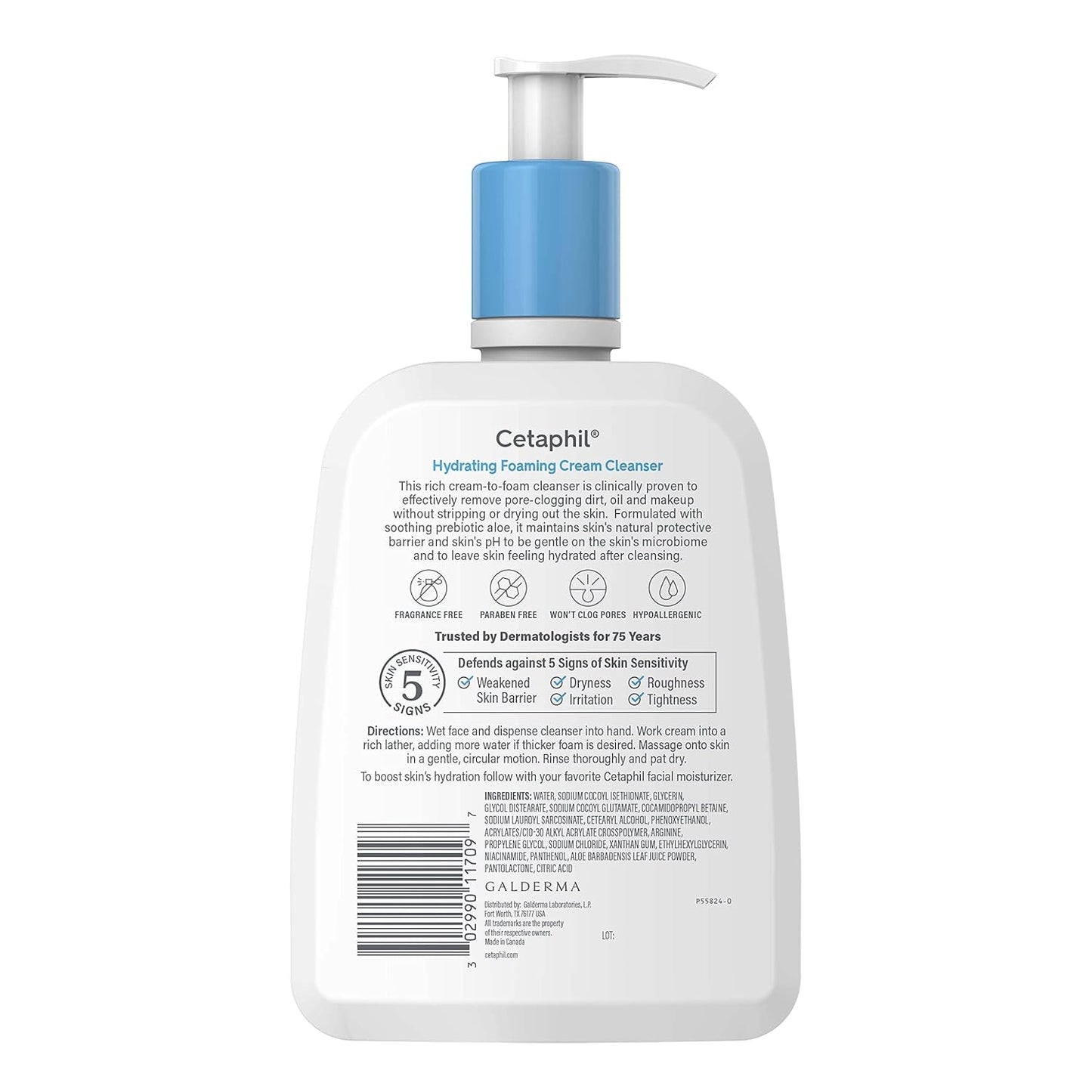 Cetaphil Cream to Foam Face Wash – Hydrating Cleanser for Dry & Sensitive Skin (16 oz)