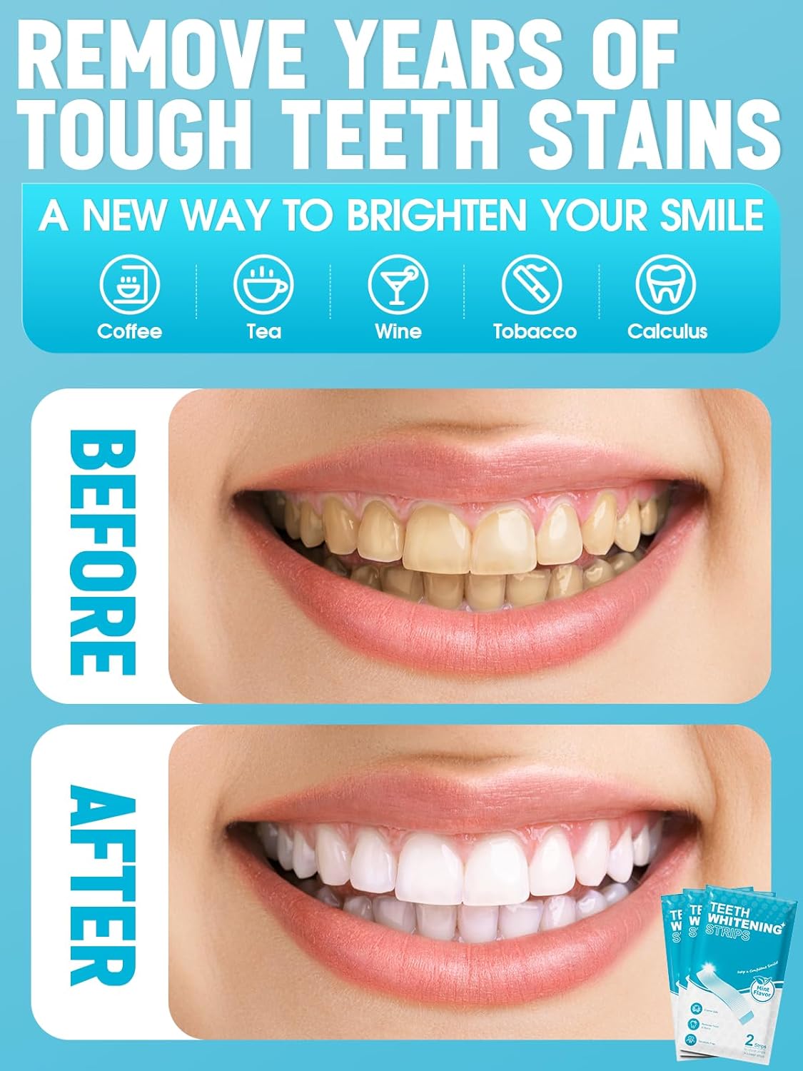 Oralfree Natural Teeth Whitening Strips – Enamel-Safe, Sensitive-Friendly, Mint Flavor, 28 Strips (14 Treatments)