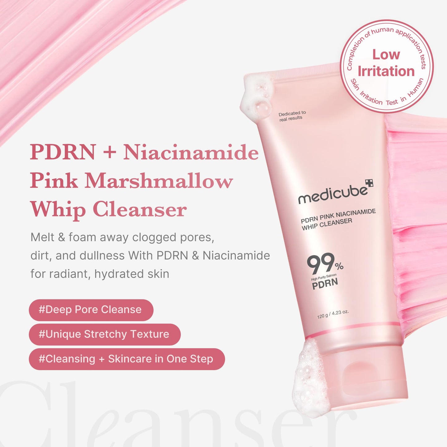 Medicube PDRN Marshmallow Whip Cleanser – Korean Hydrating Foam Face Wash with Niacinamide & Hyaluronic Acid for Pore Care, Uneven Skin Tone & Radiant Glow (143g)