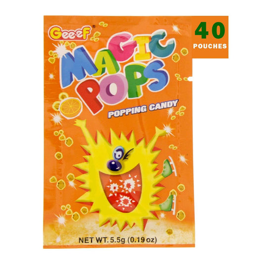 Magic Pops Popping Candy – Strawberry & Orange Flavour Pack of 10 (5.5g Each, Imported)