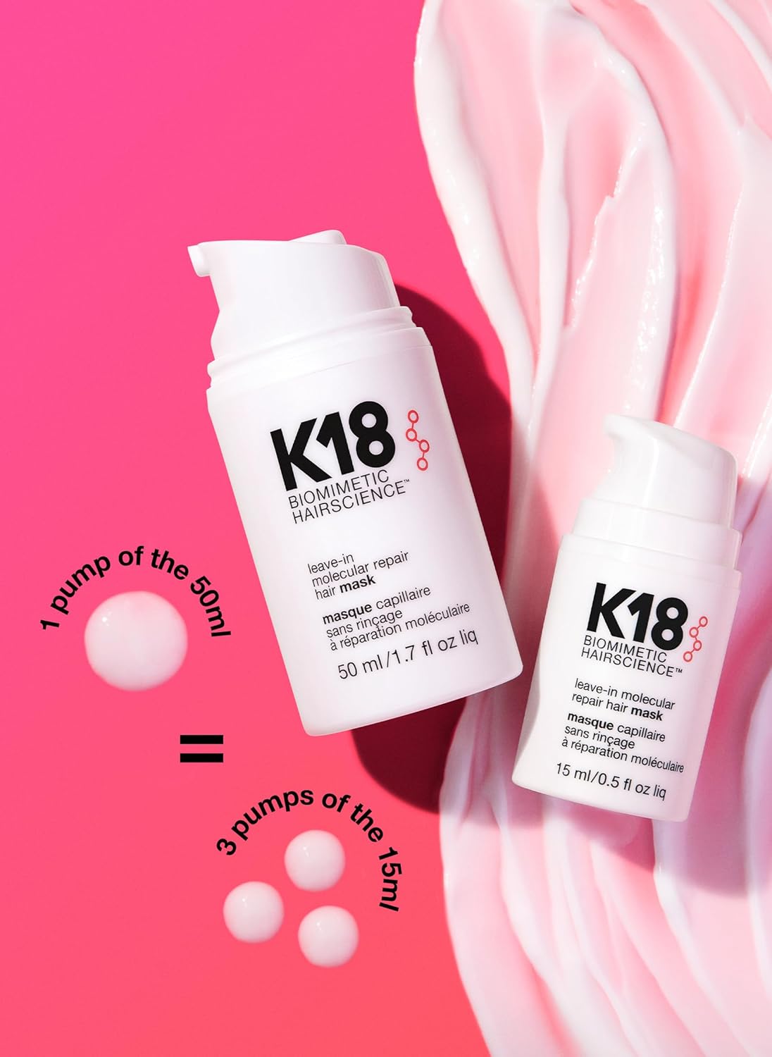 K18 Leave-In Molecular Hair Mask – Repairs & Restores Damaged Hair (1 oz)
