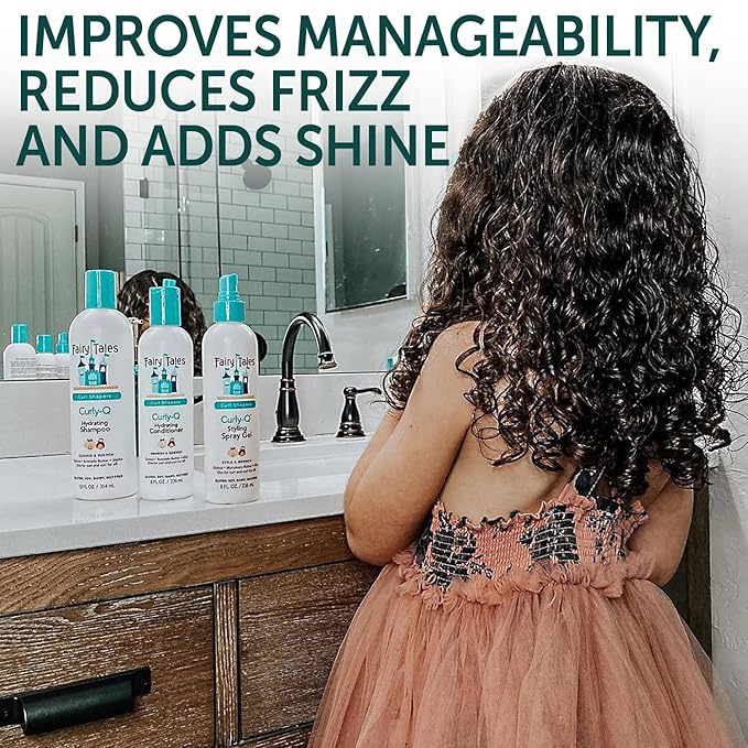 Fairy Tales Curly Q Kids Shampoo & Conditioner Set – Hydrating, Curl-Defining & Frizz Control – Sulfate & Paraben Free – 12oz + 8oz, 2 Pack