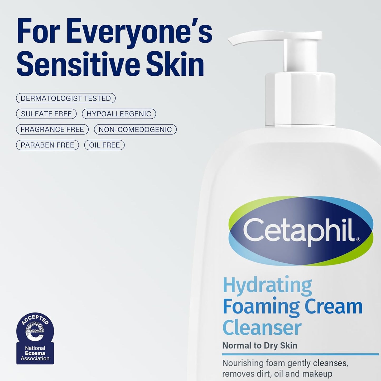 Cetaphil Cream to Foam Face Wash – Hydrating Cleanser for Dry & Sensitive Skin (16 oz)