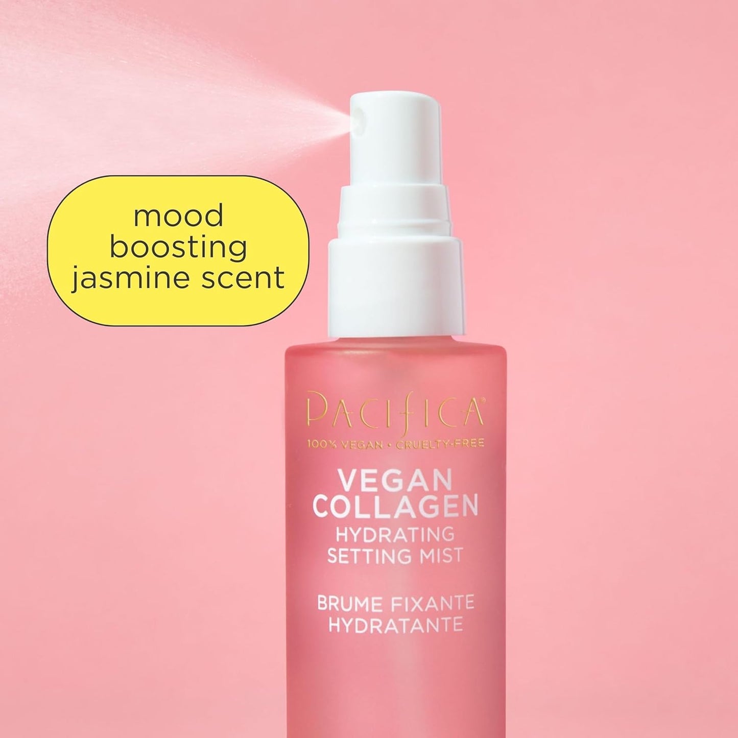 Pacifica Vegan Collagen Hydrating Setting Mist – Dewy Illuminating Face Primer & Makeup Base with Squalane & Ceramides (1.7oz)