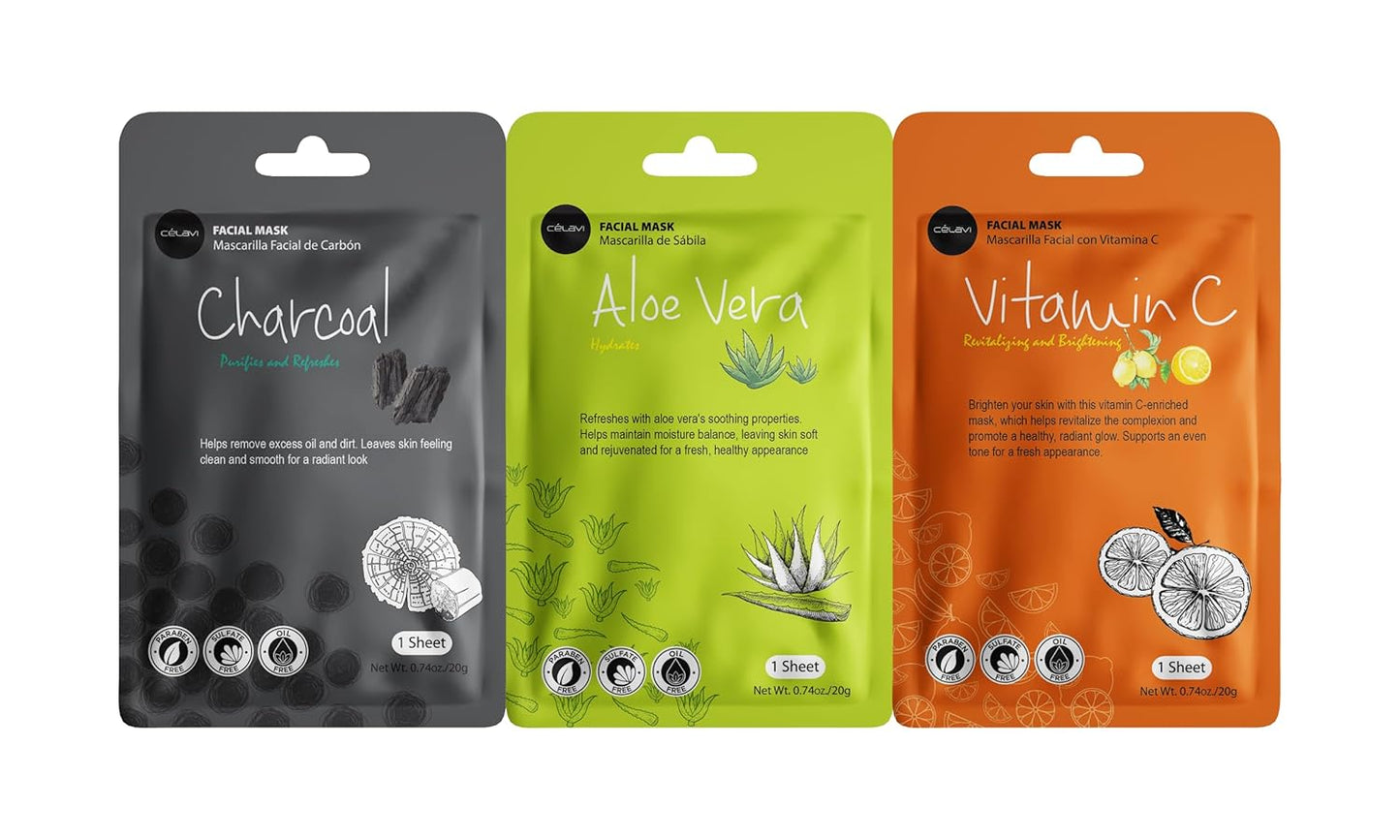 Celavi Korean Essence Facial Sheet Mask Variety Set – 12-Pack Hydrating & Nourishing Skincare for Radiant, Healthy Skin