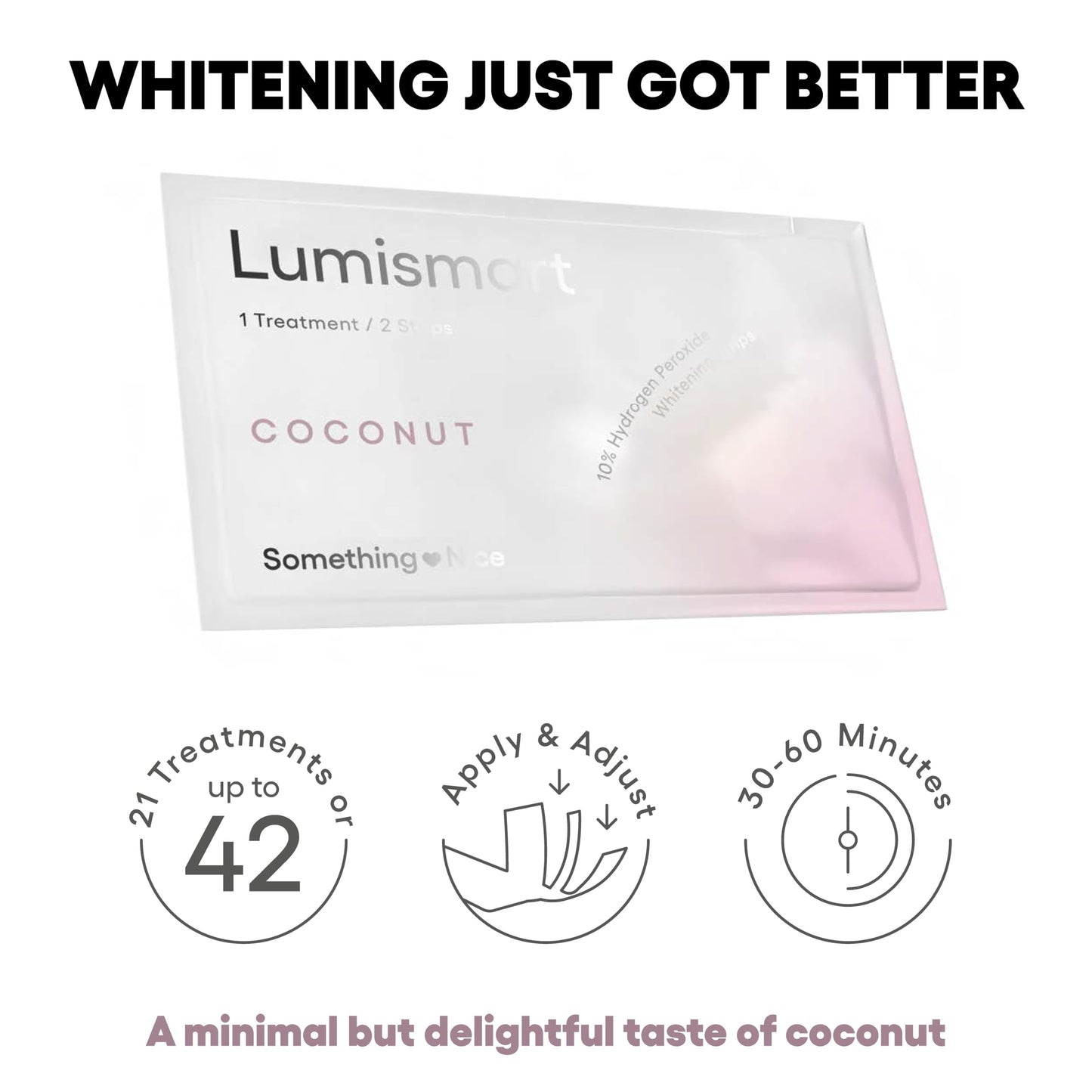 Something Nice Lumismart Whitening Strips - Dentist-Designed, Enamel Safe, up to 42 Treatments with Smart Adjust - Teeth Whitening Strips in Mint for Sensitive Teeth