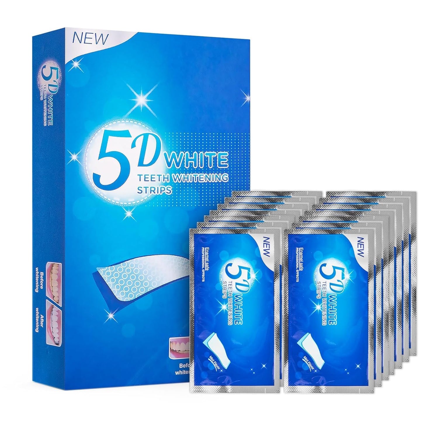 Teeth Whitening Strips – 14 Sensitivity-Free Treatments, 28 Enamel-Safe Non-Slip Strips for Stain Removal & Long-Lasting Bright Smile