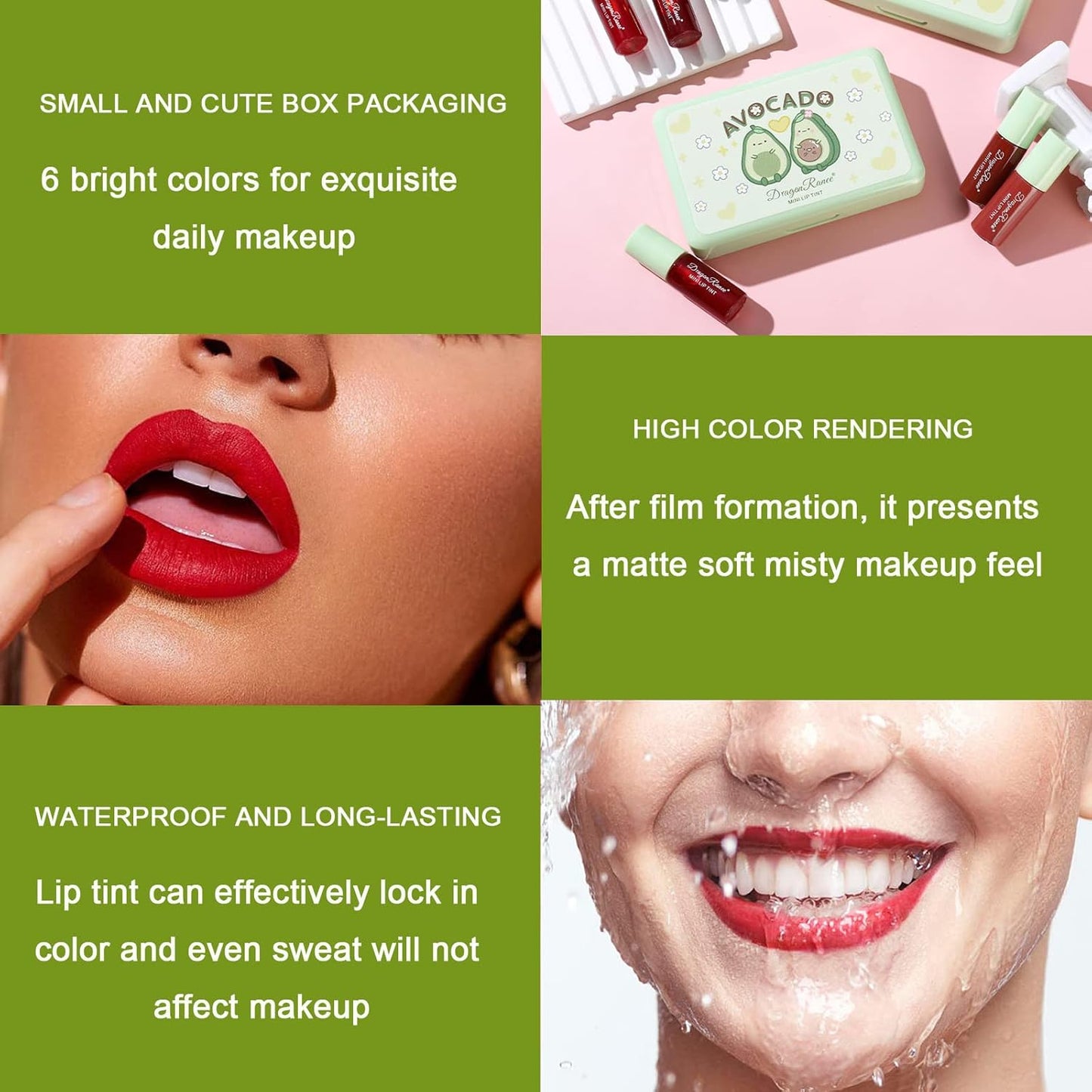 6 Colors Korean Velvet Lip Tint Stain Set – Mini Liquid Lipstick & Gloss, Long-Lasting, Waterproof & Moisturizing Lip Makeup