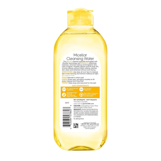 Garnier Micellar Water with Vitamin C – Brightening Makeup Remover & Cleanser, 400ml