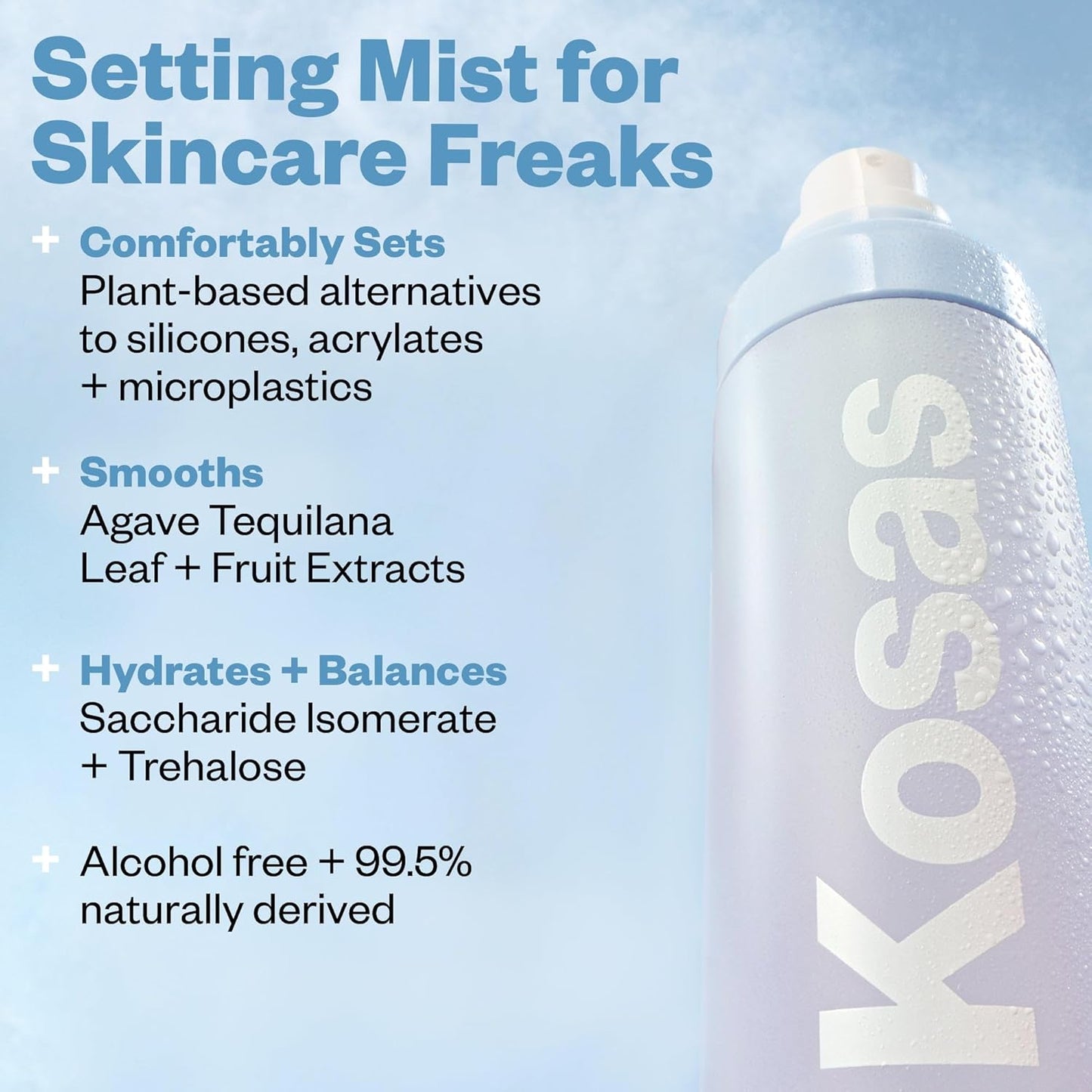 Kosas Cloud Set Airy Setting Spray – Hydrating, Alcohol-Free Makeup Mist with 12H Hold & Pore-Smoothing Finish (3.21oz)