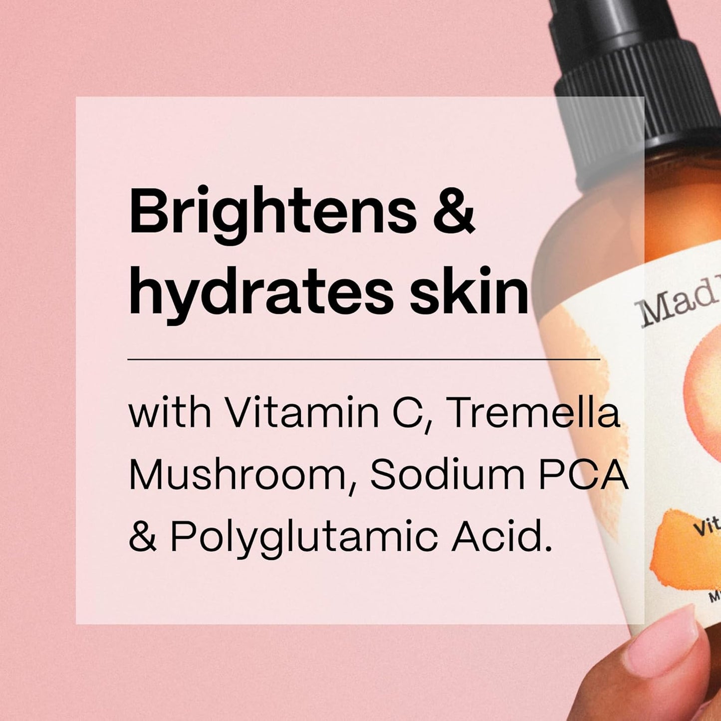 Mad Hippie Vitamin C Toning Mist – Brightening & Hydrating Facial Spray with Tremella Mushroom, Sodium PCA & Polyglutamic Acid – Vegan, Cruelty-Free Toner – 4 oz