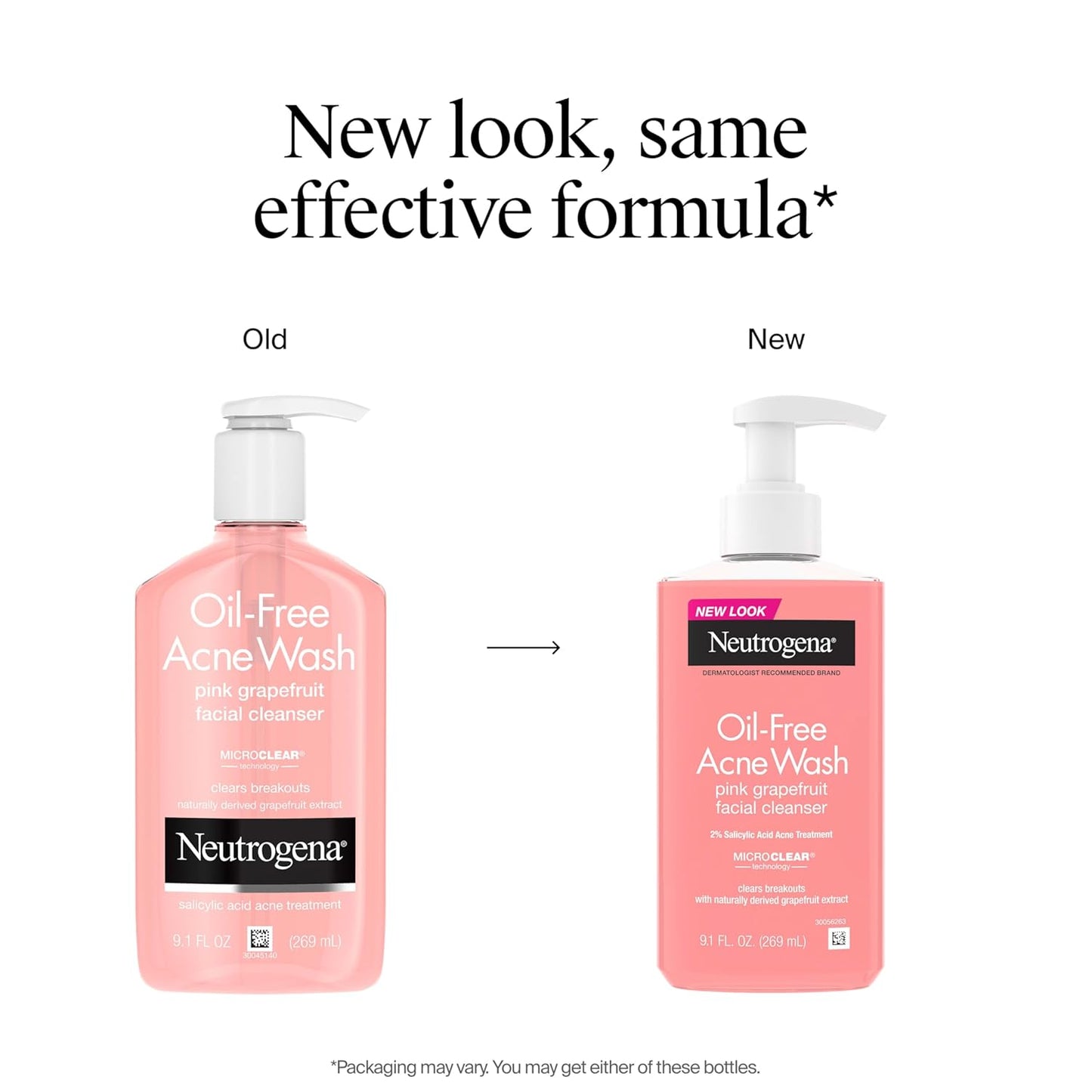 Neutrogena Oil-Free Pink Grapefruit Acne Face Wash | Vitamin C + 2% Salicylic Acid | Daily Blemish & Blackhead Cleanser | 9.1 fl oz