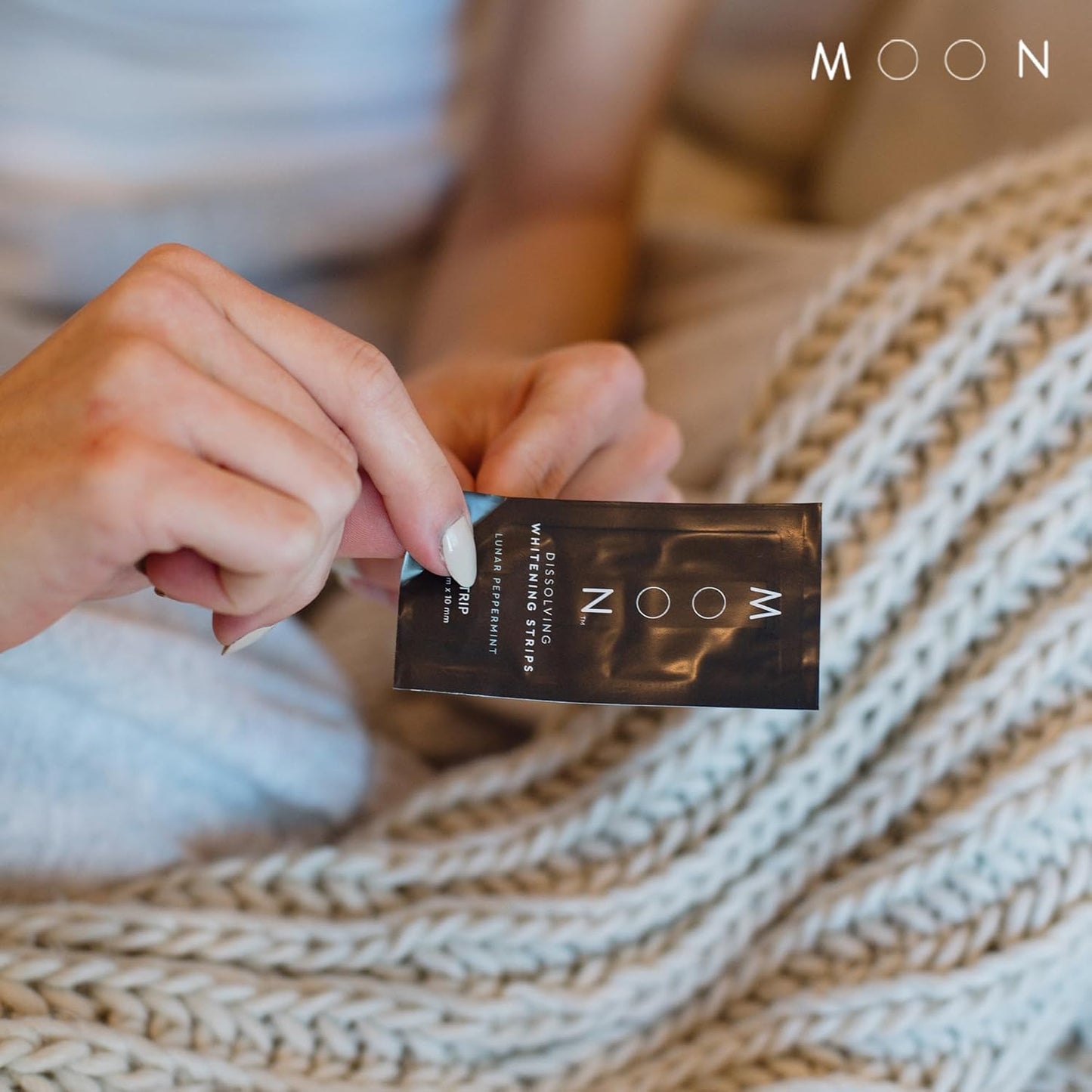 MOON Dissolving Teeth Whitening Strips – 56 Ct | Vegan, Enamel-Safe, Essential Oils Infused, No-Rinse Whitening Kit for Sensitive Teeth & Travel Oral Care