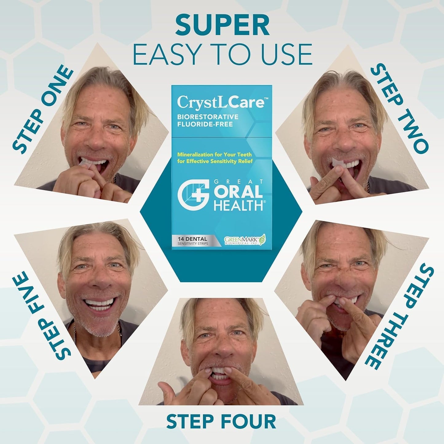 CrystLCare Tooth Sensitivity Relief Strips – Rapid & Long-Lasting Enamel Repair with Hydroxyapatite (14 Count)