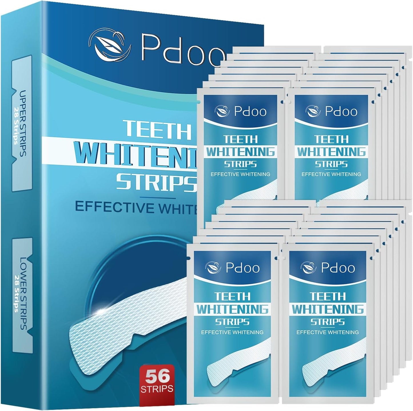 56 Teeth Whitening Strips – 28-Day Non-Sensitive Kit for Coffee, Wine & Smoking Stains Removal