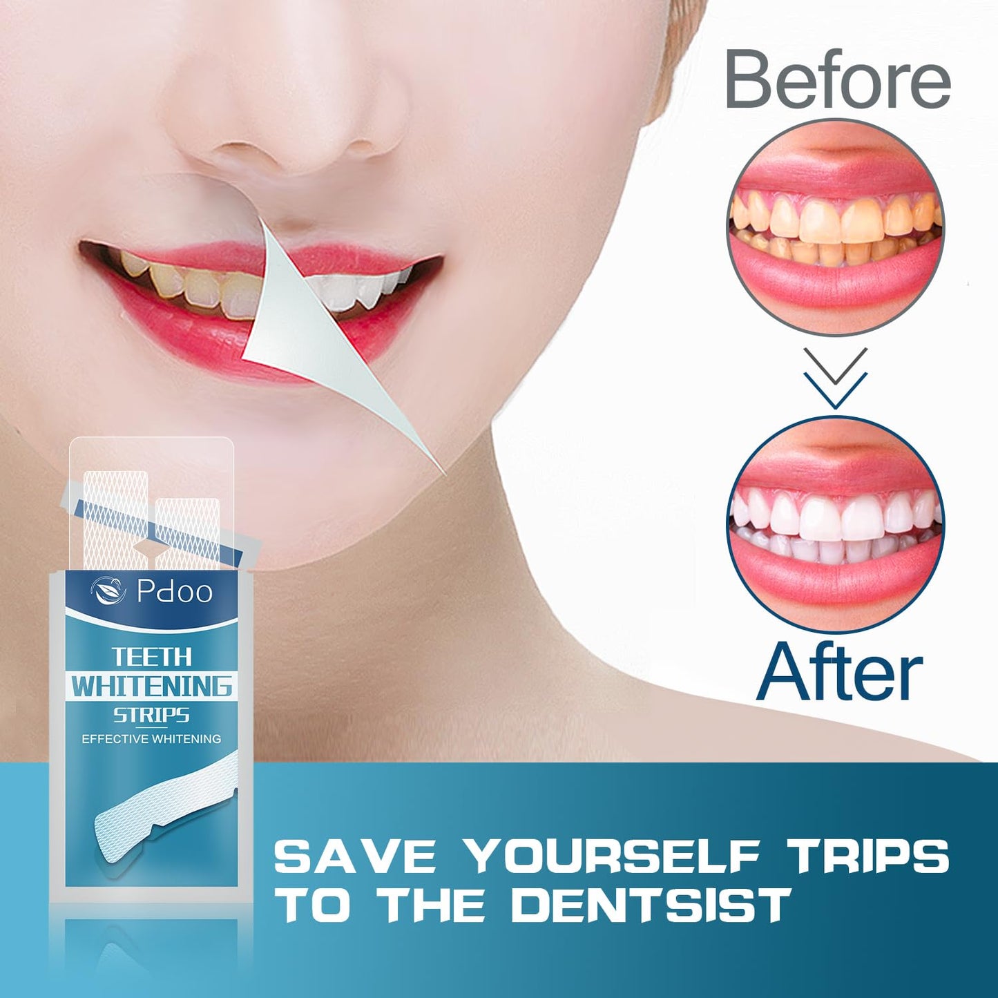 Teeth Whitening Strips - 28 Whitening Strips for Teeth Sensitive, Professional, Fast Remove Smoking, Coffee, Wine Stains, Teeth Whitening Kit Pack of 14 Non-Slip Strips Treatments