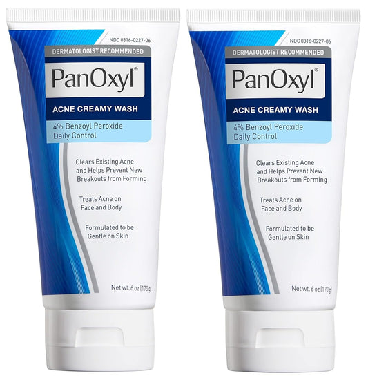 PanOxyl Hydrating Acne Creamy Wash 4% Benzoyl Peroxide – Gentle Daily Cleanser for Clear, Hydrated Skin (6 oz)