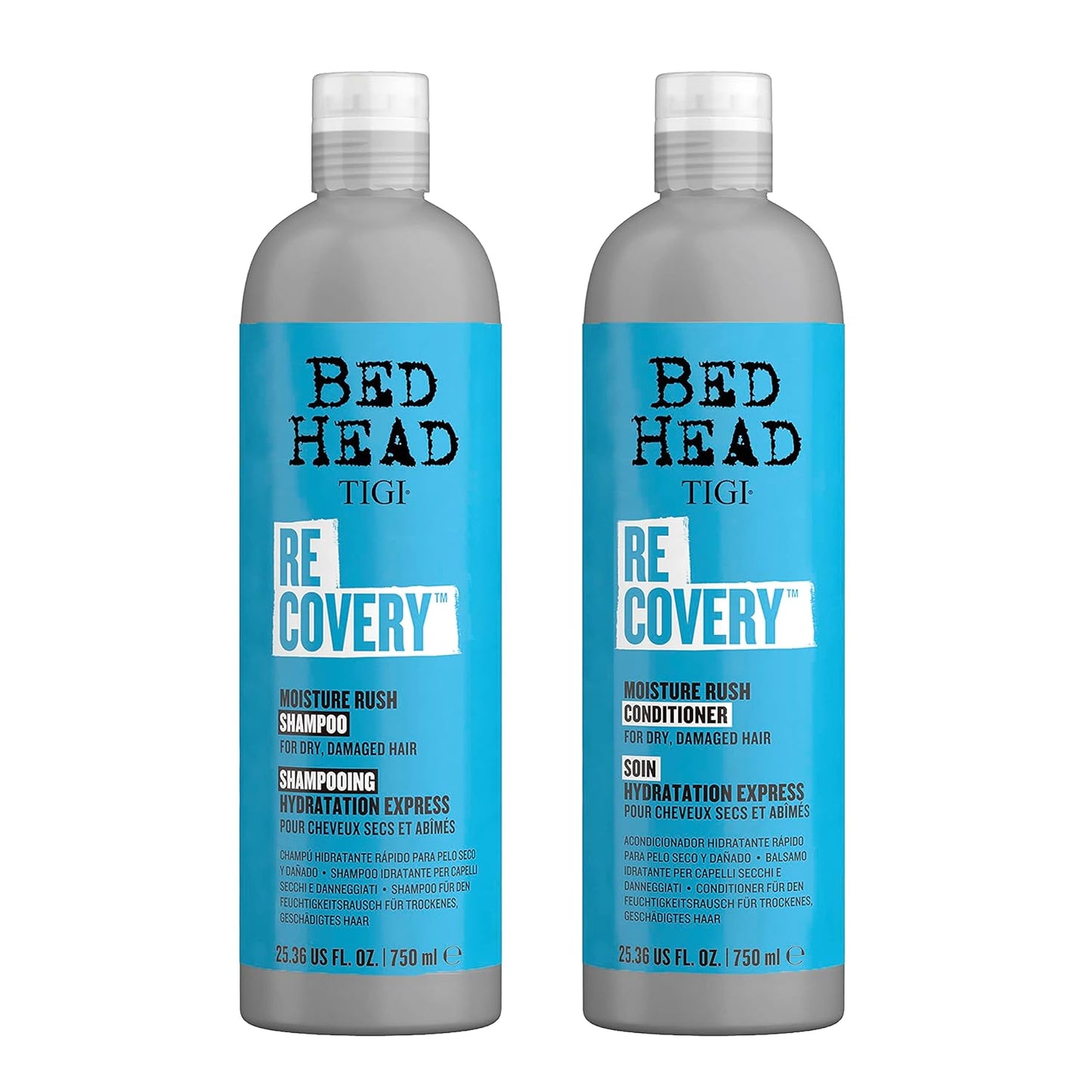 Bed Head by TIGI Recovery Moisturizing Shampoo & Conditioner Set – Hydrating Formula with Prickly Pear Cactus Extract for Dry, Damaged Hair, 25.36 fl oz x 2