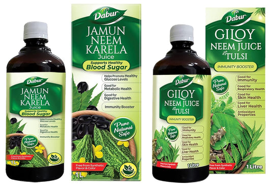 Dabur Jamun Neem Karela Juice 1L | Ayurvedic Blood Sugar Support & Digestive Health Booster