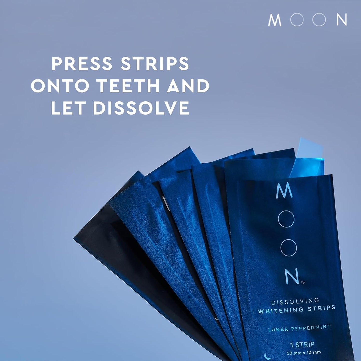 MOON Dissolving Teeth Whitening Strips – 56 Ct | Vegan, Enamel-Safe, Essential Oils Infused, No-Rinse Whitening Kit for Sensitive Teeth & Travel Oral Care