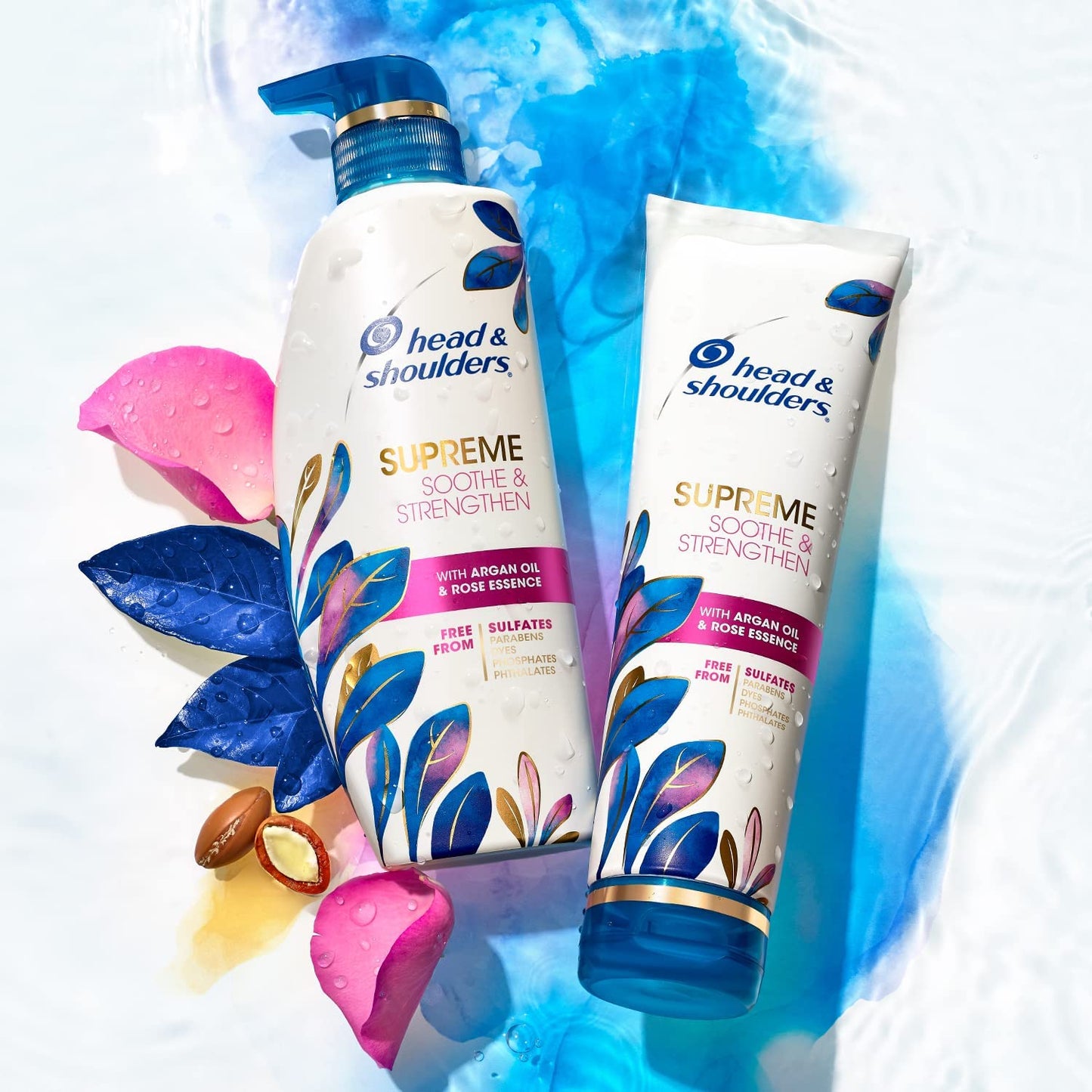 Head & Shoulders Supreme Sulfate-Free Shampoo & Conditioner Set | Dry Scalp & Dandruff Treatment with Argan Oil & Rose Essence, 21.2 fl oz (2-Pack)