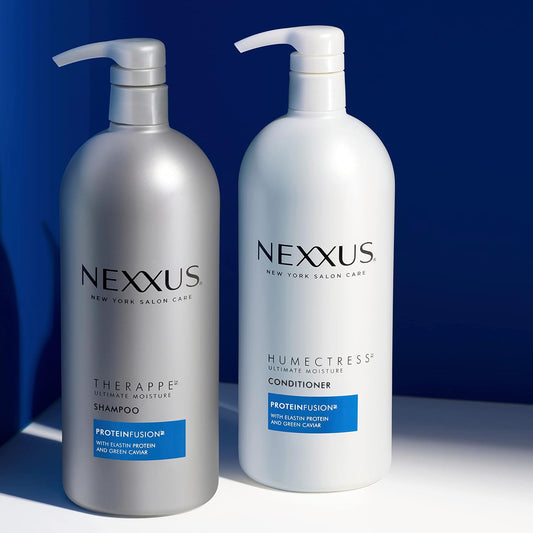 Nexxus Therappe & Humectress Shampoo & Conditioner Set – Moisturizing Hair Care with Caviar Complex & Elastin Protein – Silicone-Free for Dry, Damaged Hair (33.8 oz, 2 Pack)