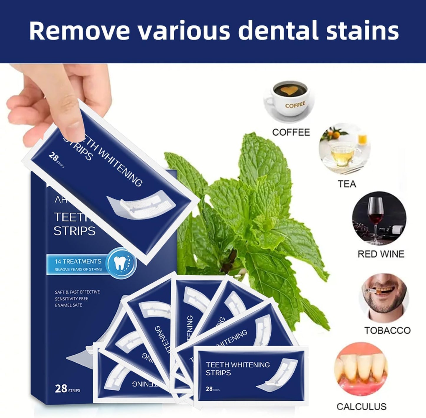 Teeth Whitening Strips – 28 Strips, 14 Treatments, Enamel-Safe & Sensitivity-Free Kit